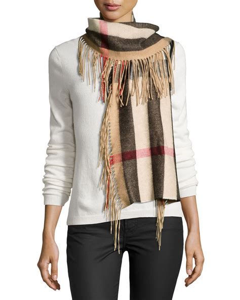 Burberry Prorsum The Fringe Cashmere Half Mega Check Scarf, 